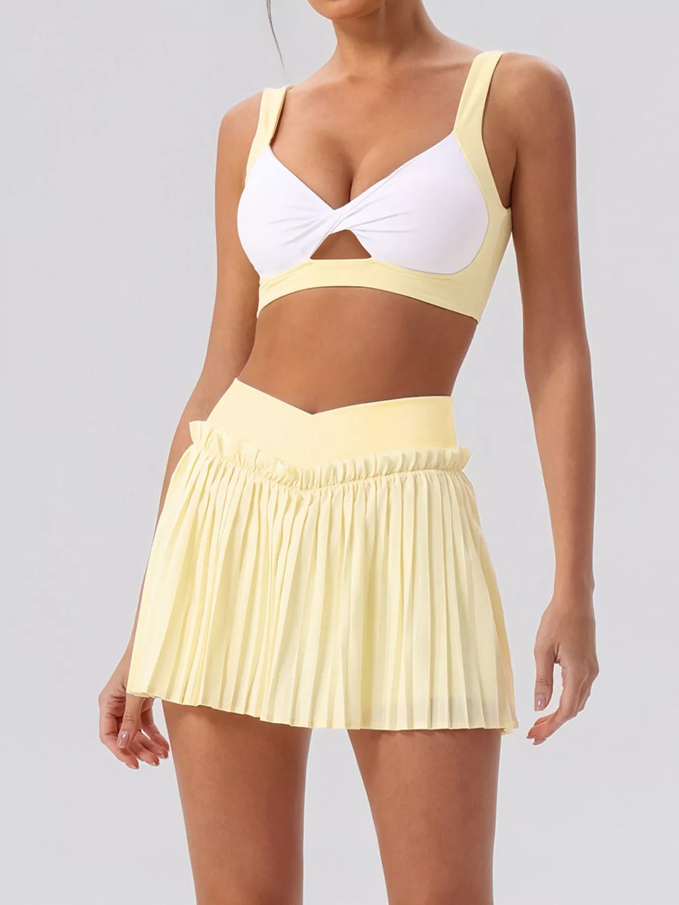 Trendsi Sleeveless Top and Pleated Skirt Active Set -