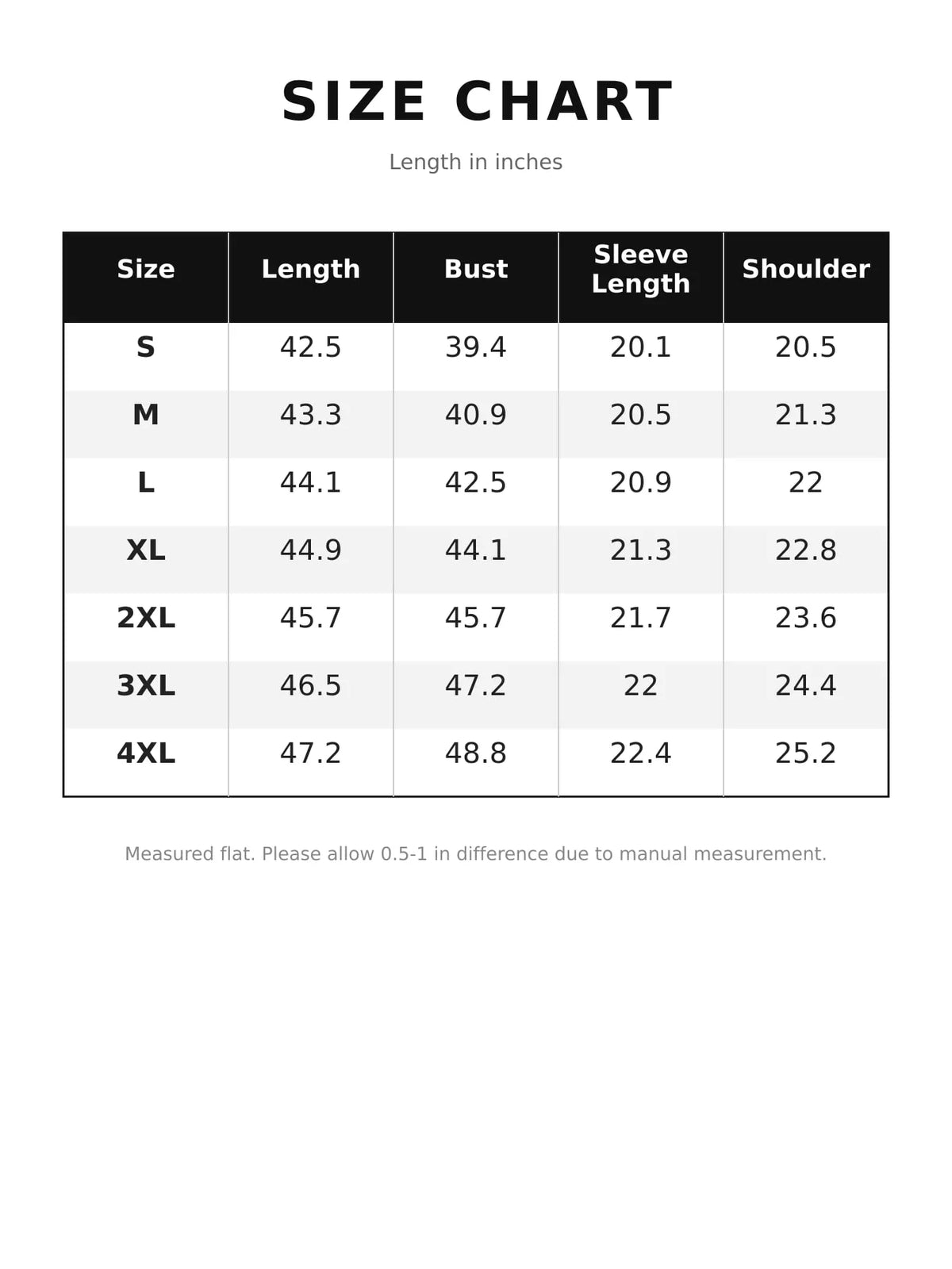 Size chart for oversized cable knit turtleneck sweater dress