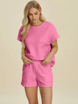 Trendsi Double Take Full Size Texture T-Shirt and Shorts Set -
