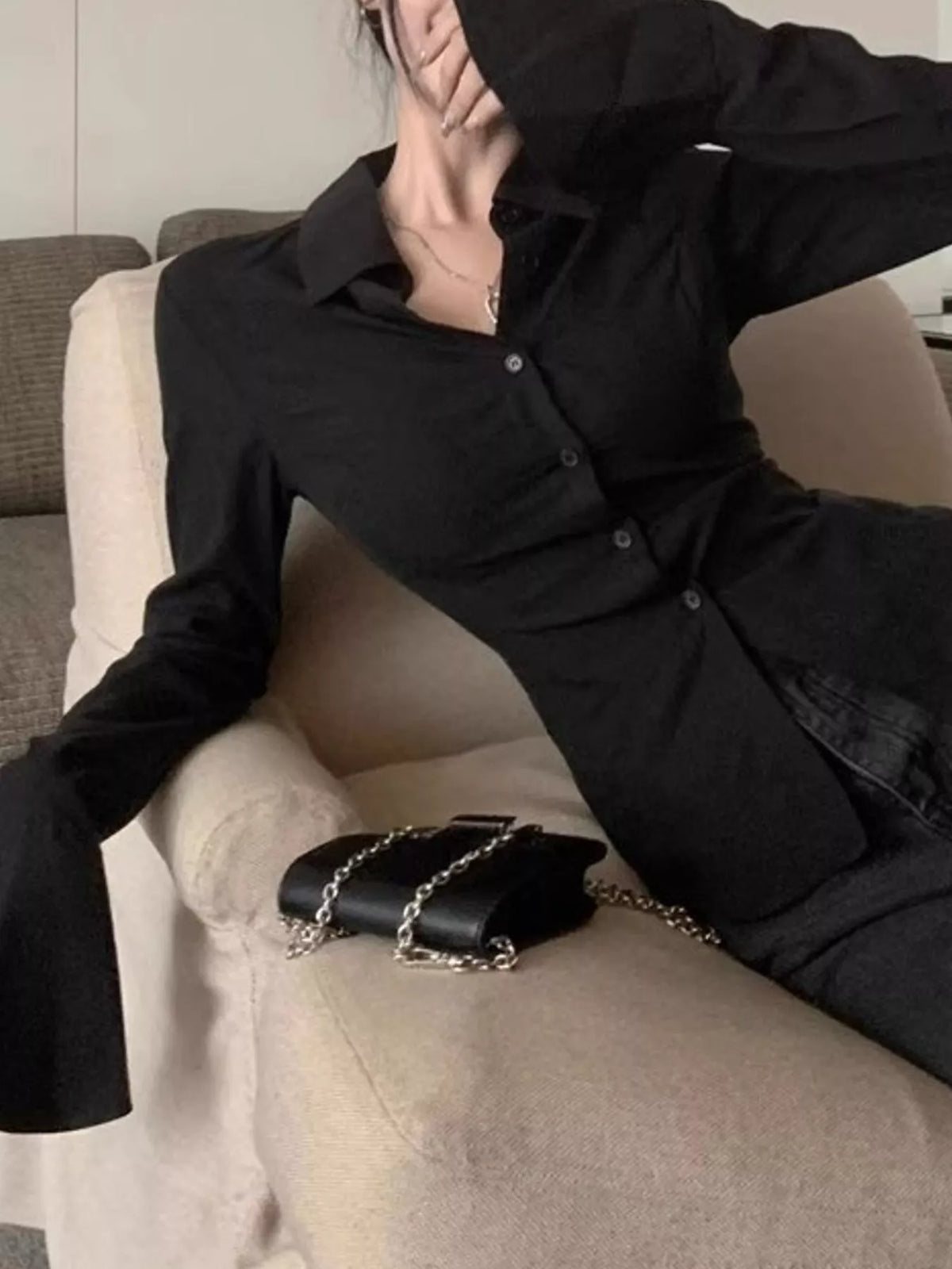 Black long-sleeve shirt