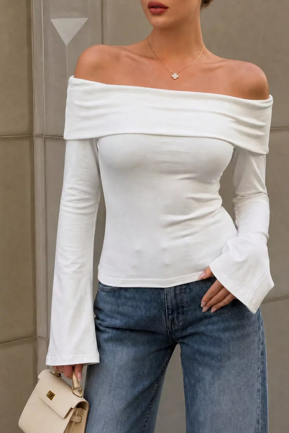 Trendsi Off Shoulder Flare Sleeve Top -