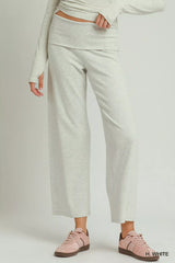 Trendsi Umgee Cotton Viscose Folded Waistband Straight Leg Pants - Pants