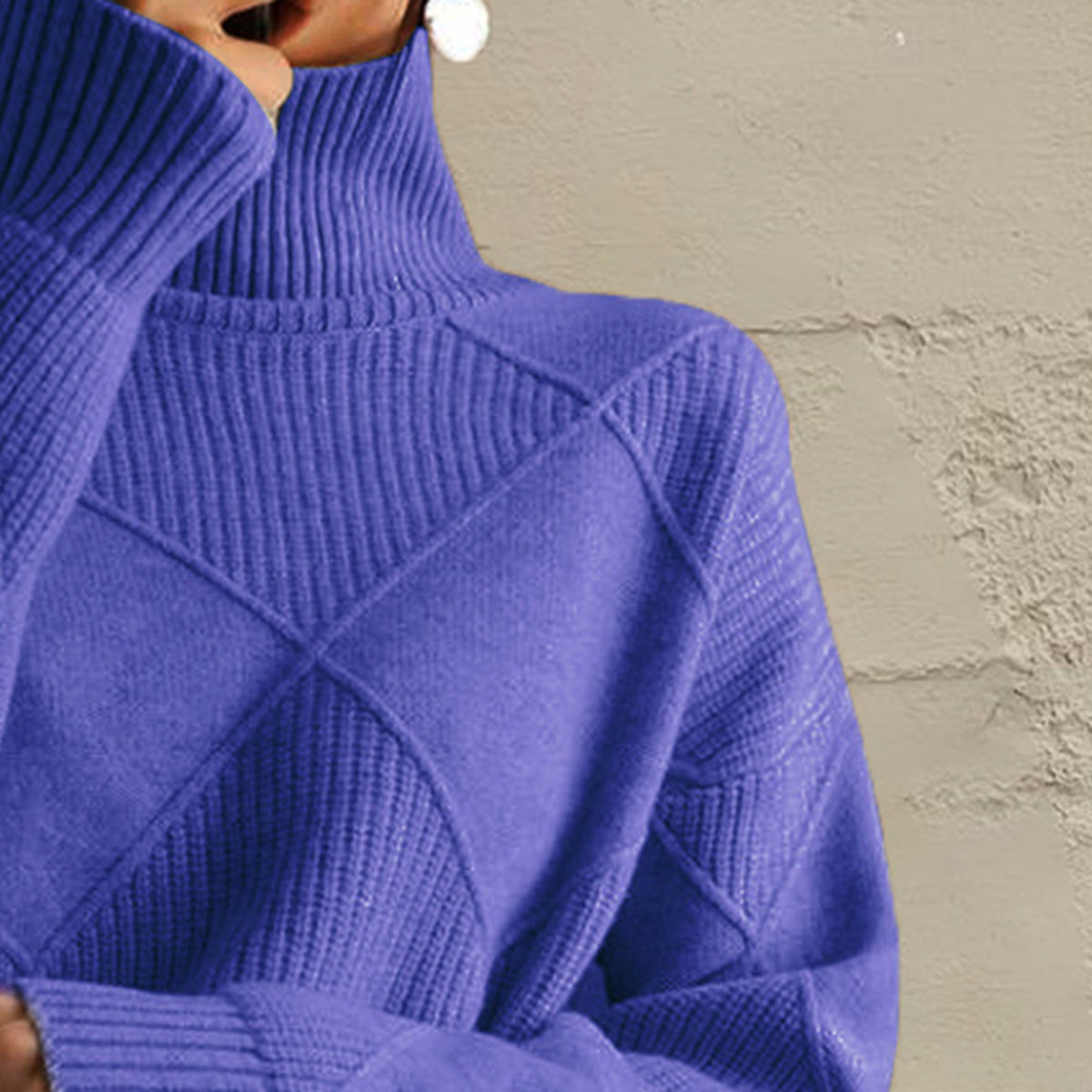 Trendsi Geometric Turtleneck Long Sleeve Sweater -