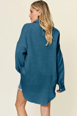 Trendsi Double Take Full Size Pocketed Texture Button Up Shirt -