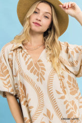 Trendsi Umgee Leafy Ogee Print Mini Dress - Dresses