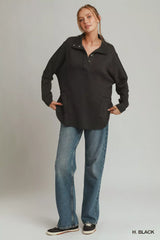 Trendsi Umgee Half Placket Sweatshirt with Pockets -