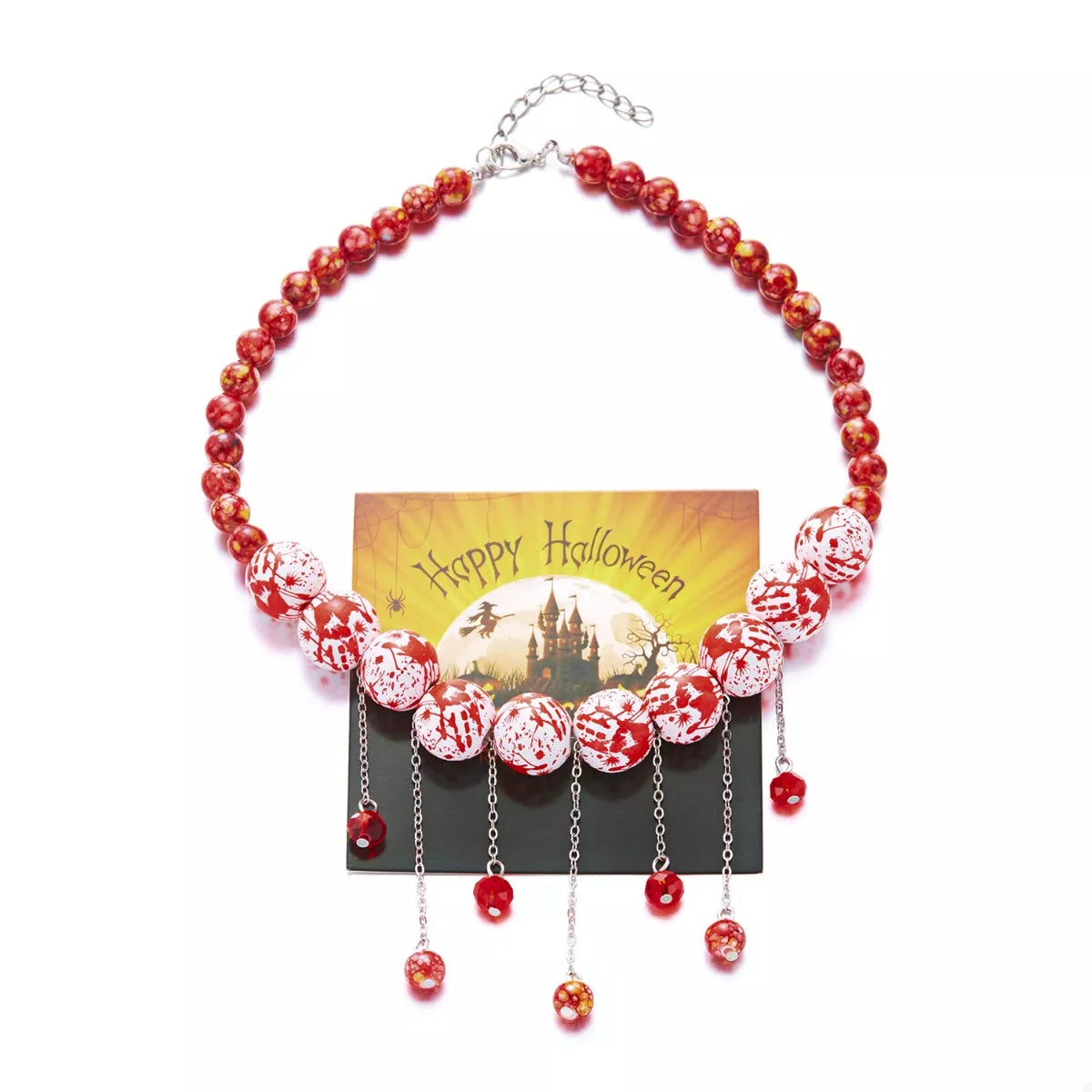 Trendsi Halloween Theme Necklace with Dangling Beads -