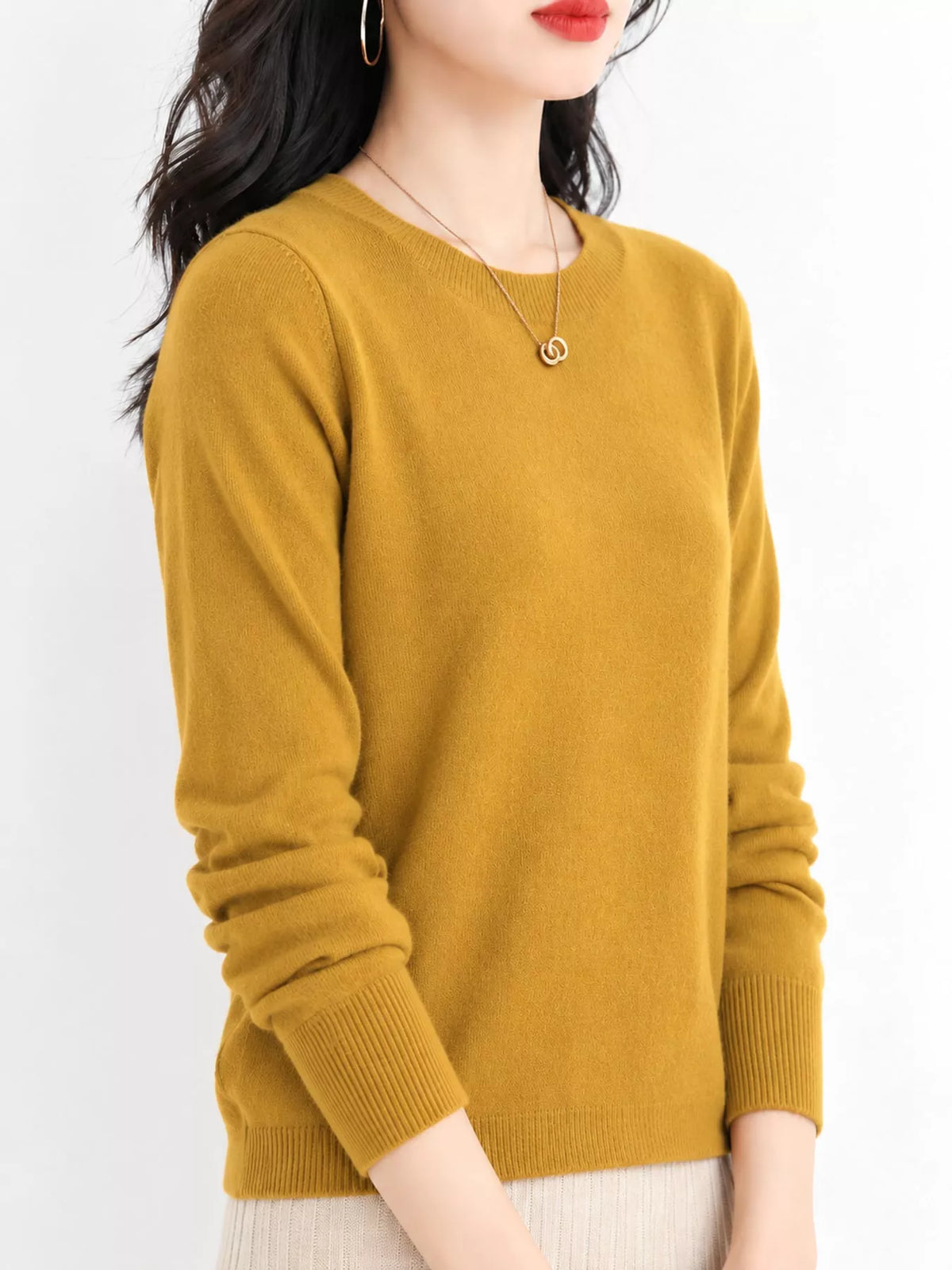 Crew Neck Long Sleeve Sweater — front view