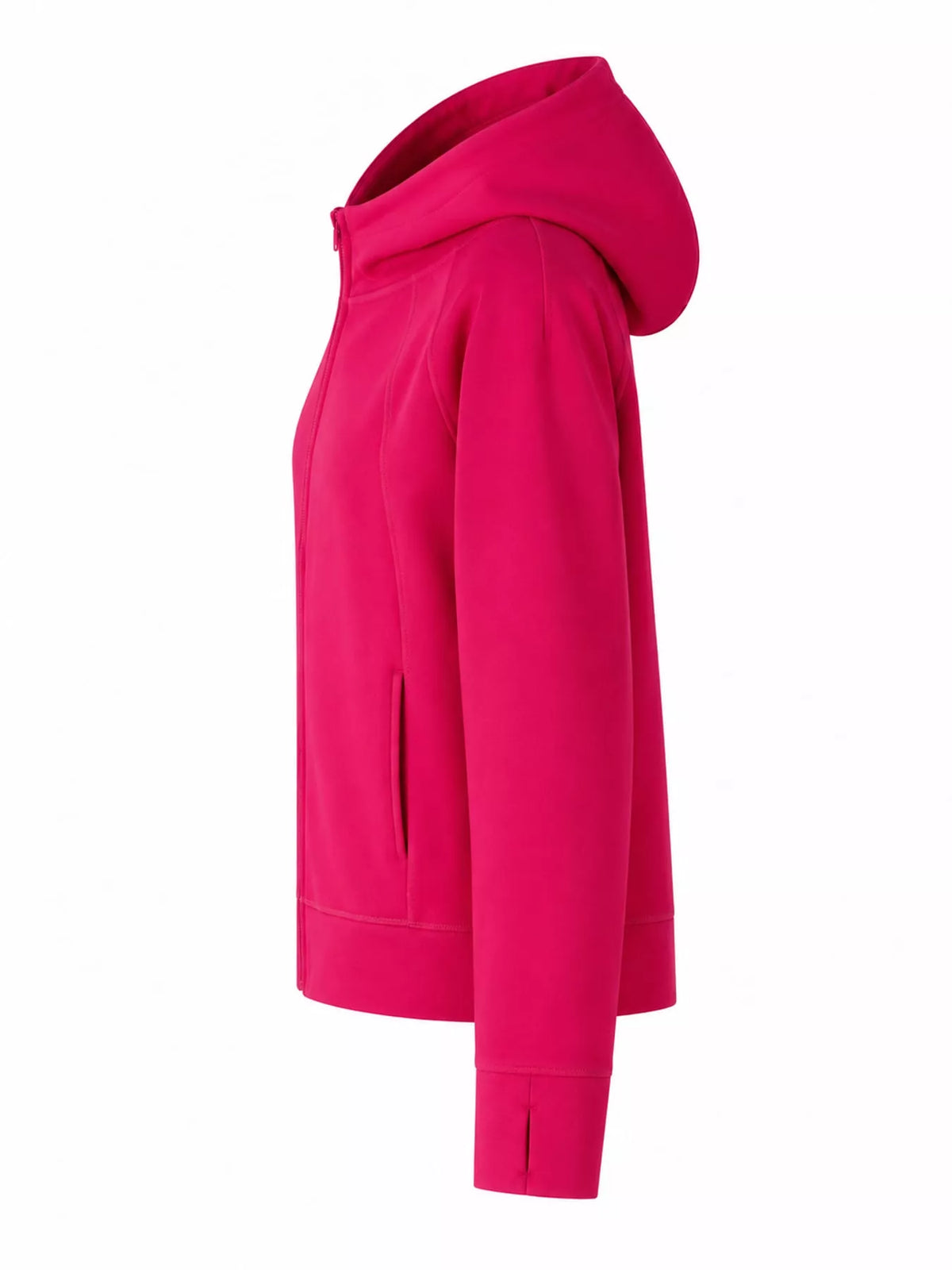 Rose Red full-zip long sleeve hoodie with pockets