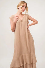 Trendsi And The Why Washed Fringe Detail Tiered Dress -