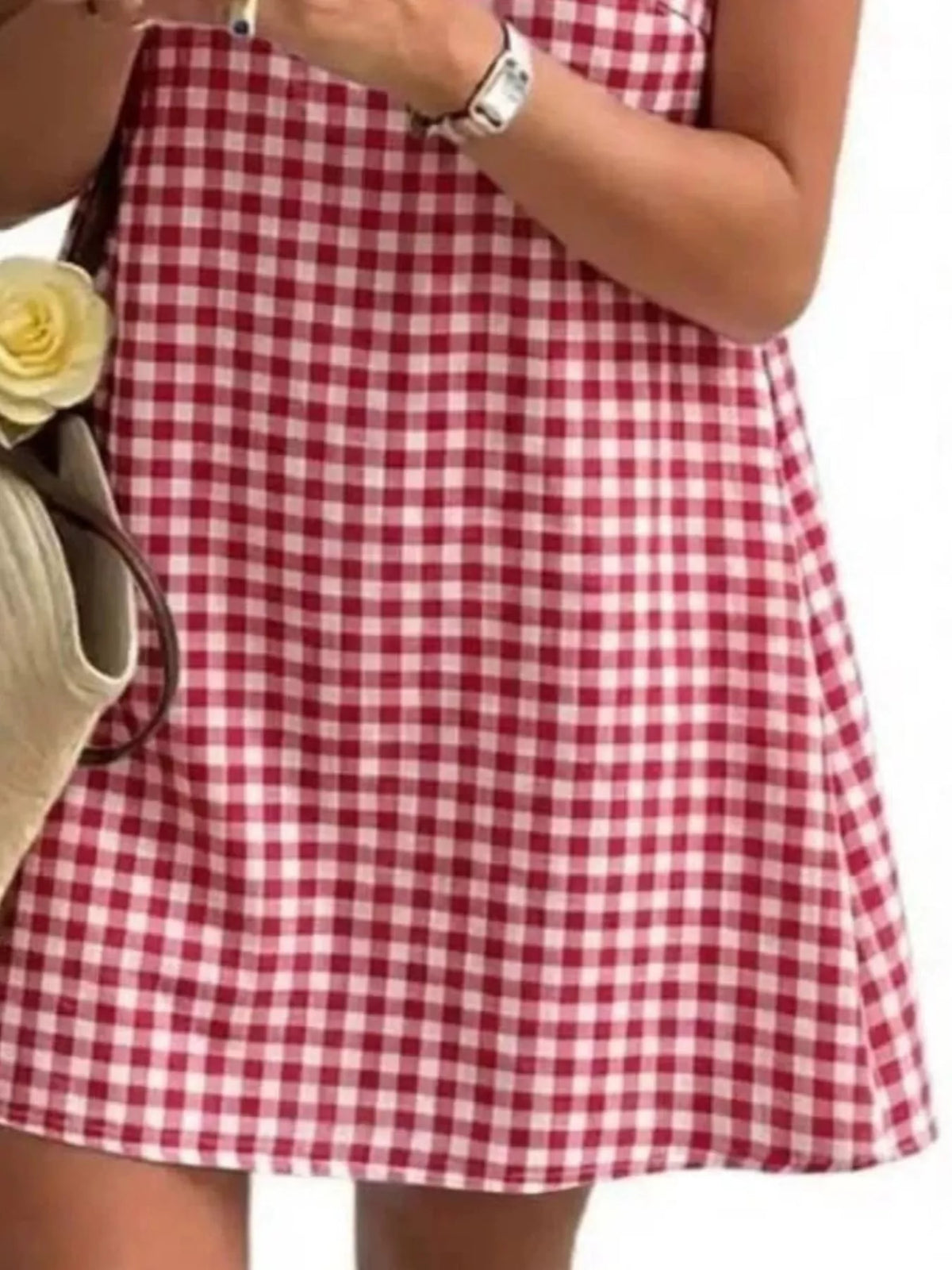 Trendsi Gingham Sleeveless A-Line Mini Dress -
