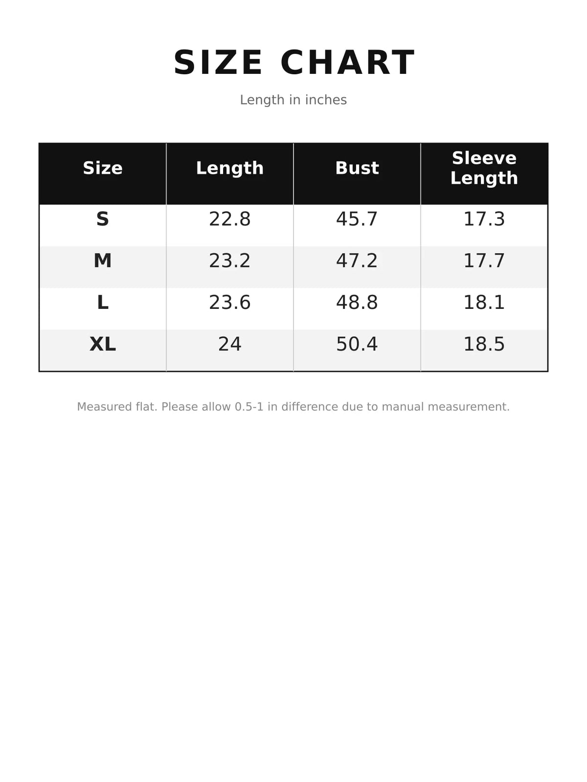 Size chart for leopard print raw hem denim jacket