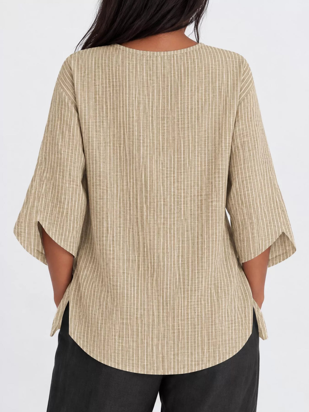 Apricot Striped Loose-Fit Blouse, back view