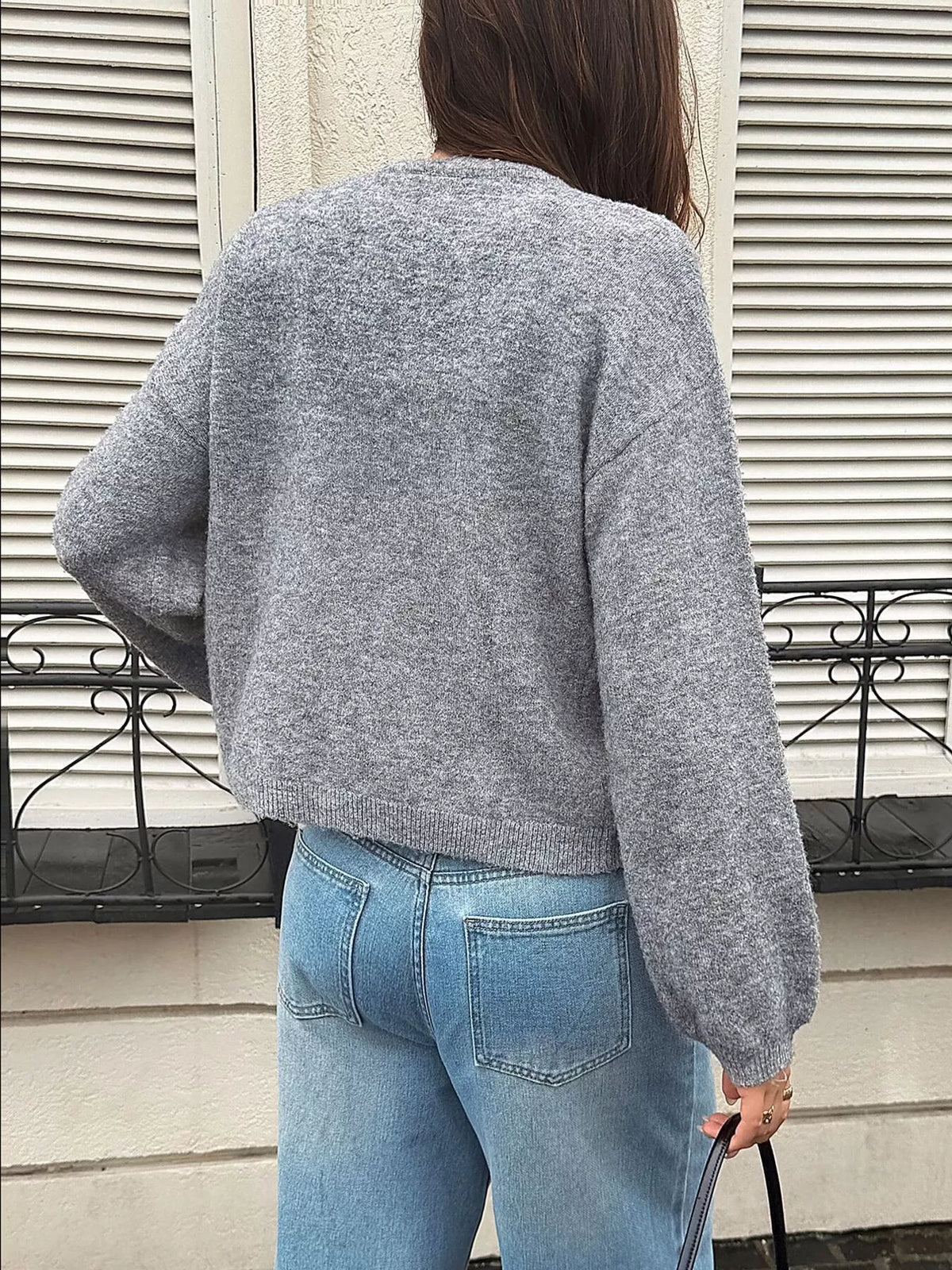 Tie front dropped shoulder cardigan