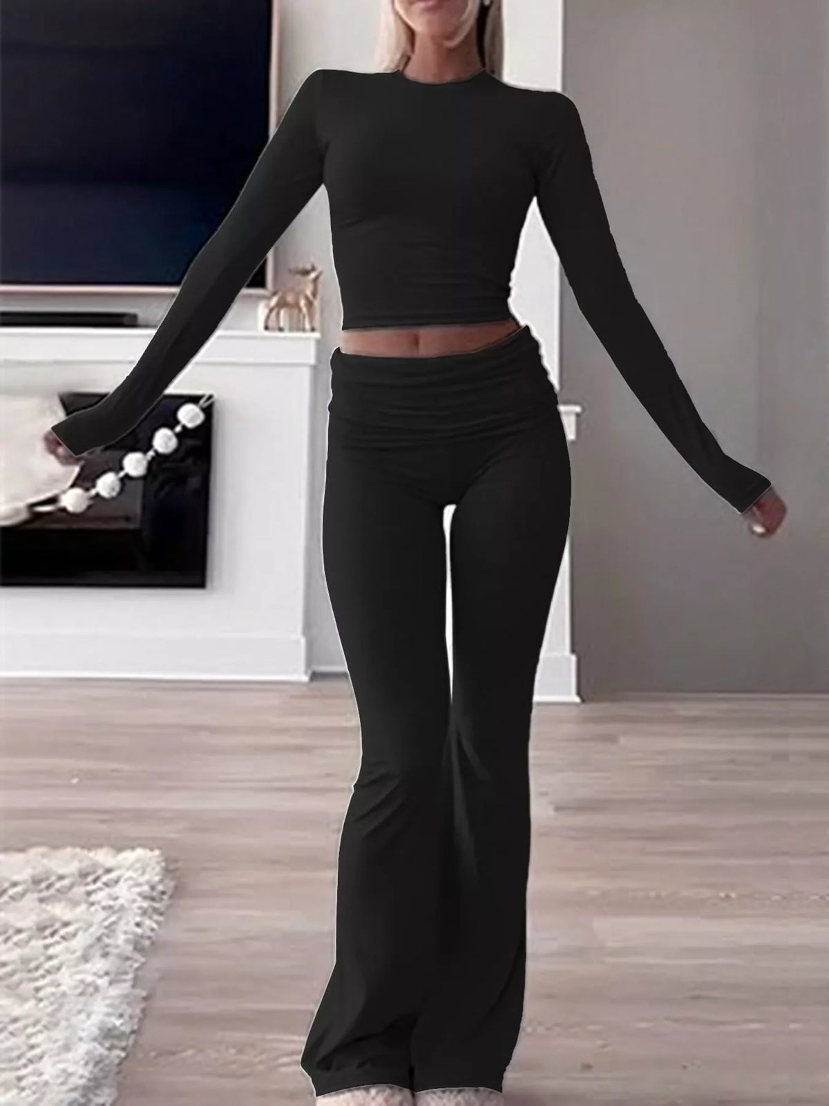 Black top and pants set