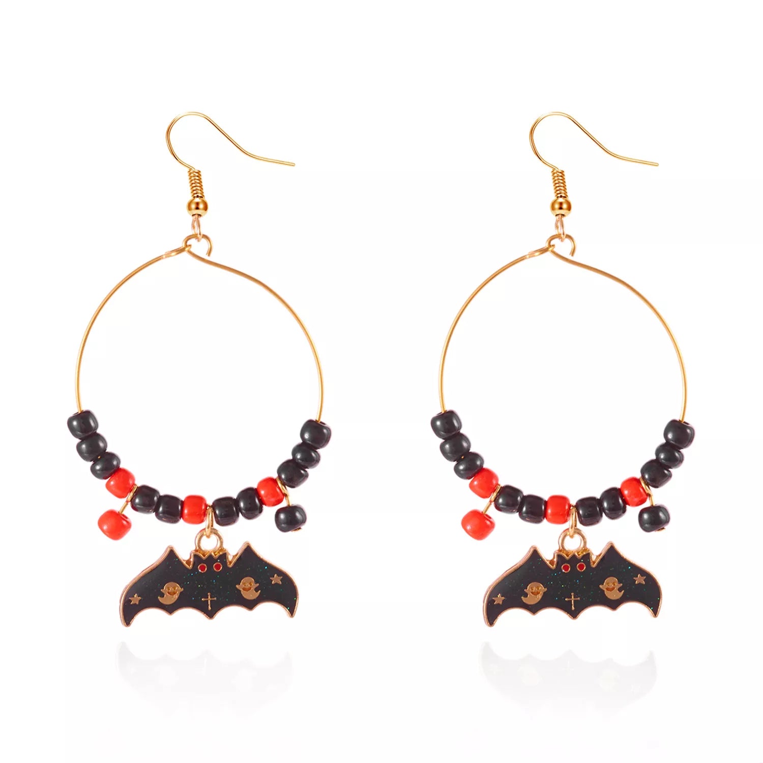 Trendsi Halloween Bat Charm Hoop Earrings -