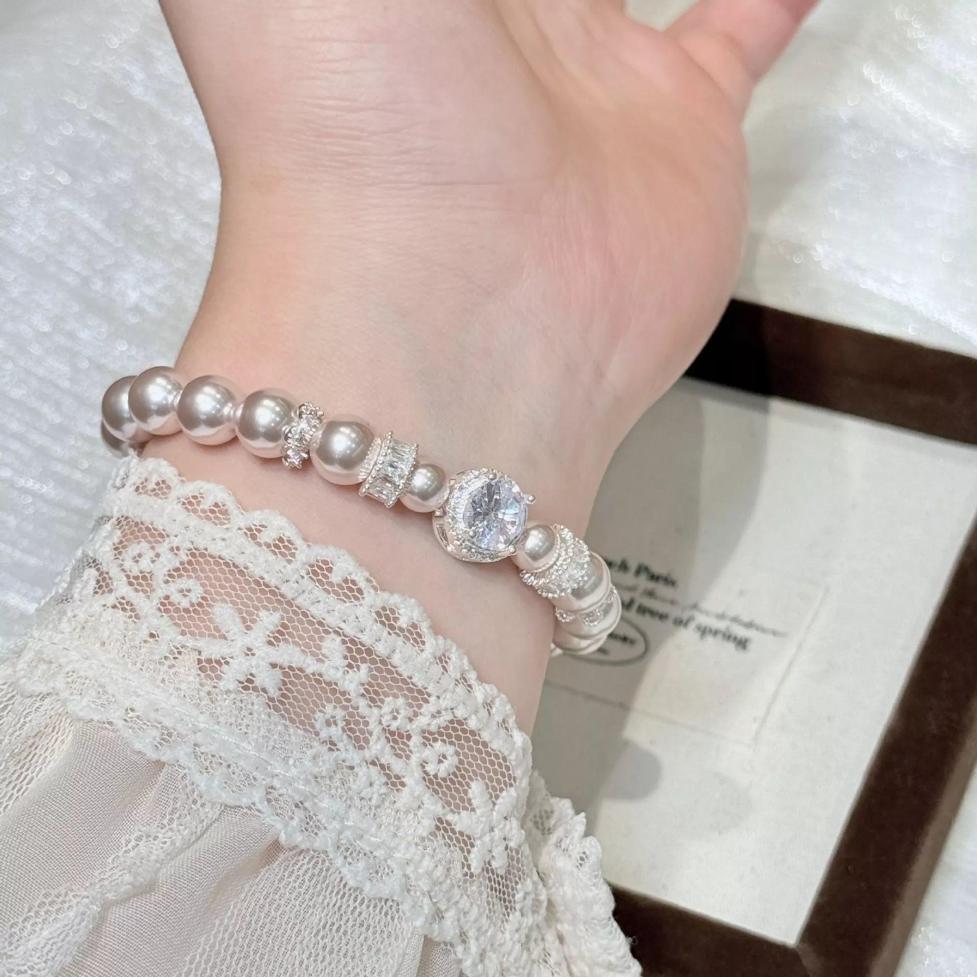 Trendsi Pearl Zircon Bracelet -