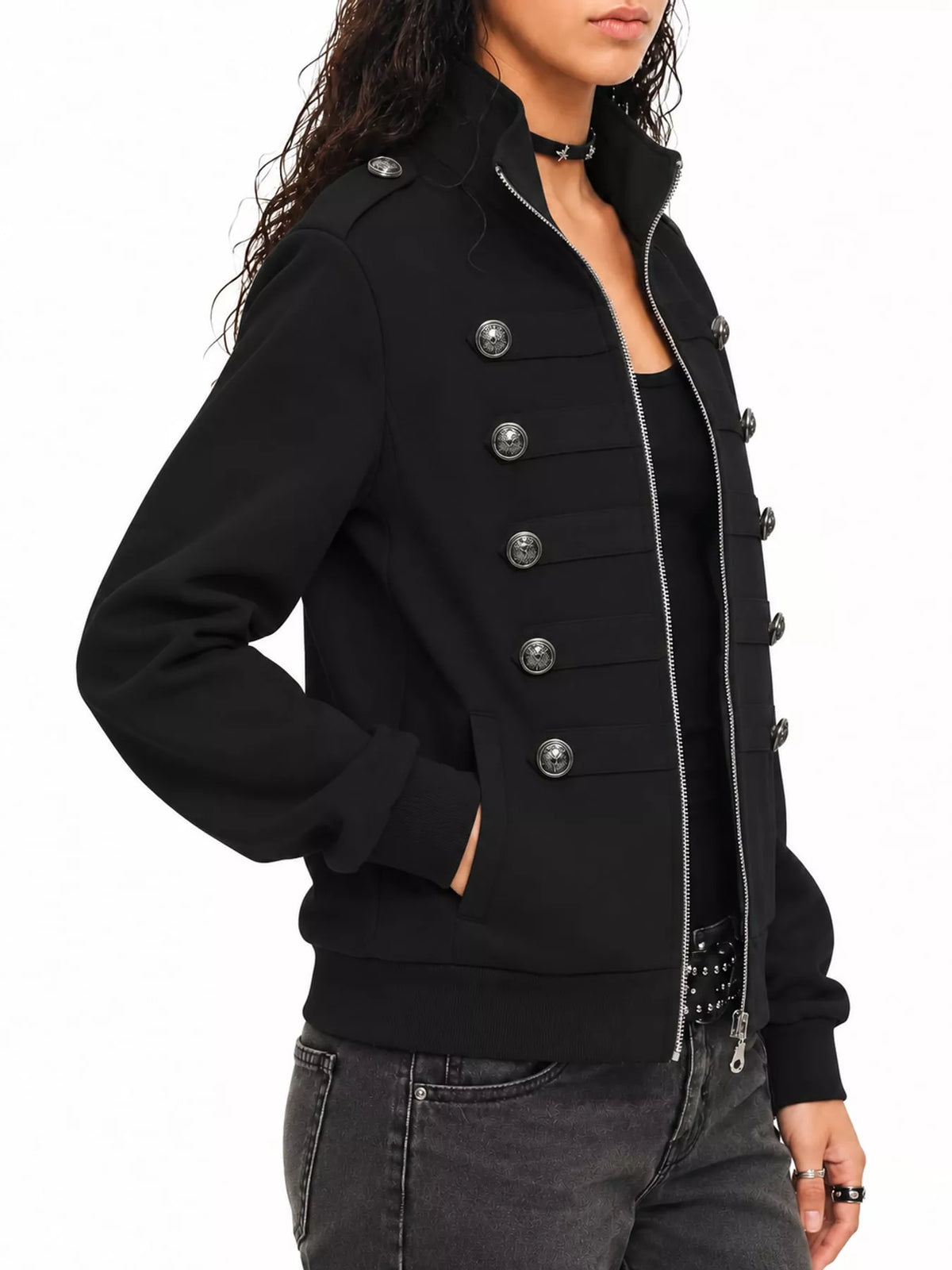 Black zip up long sleeve jacket