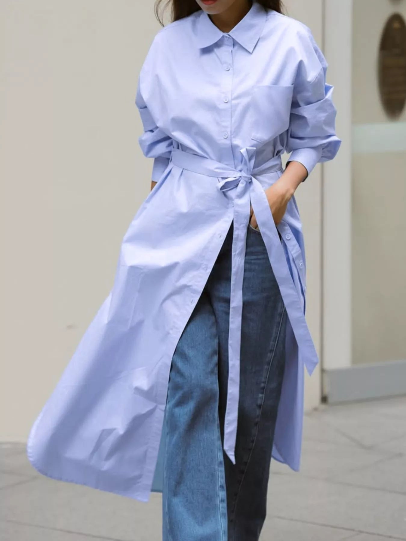 Trendsi Longline Button-Down Shirt -