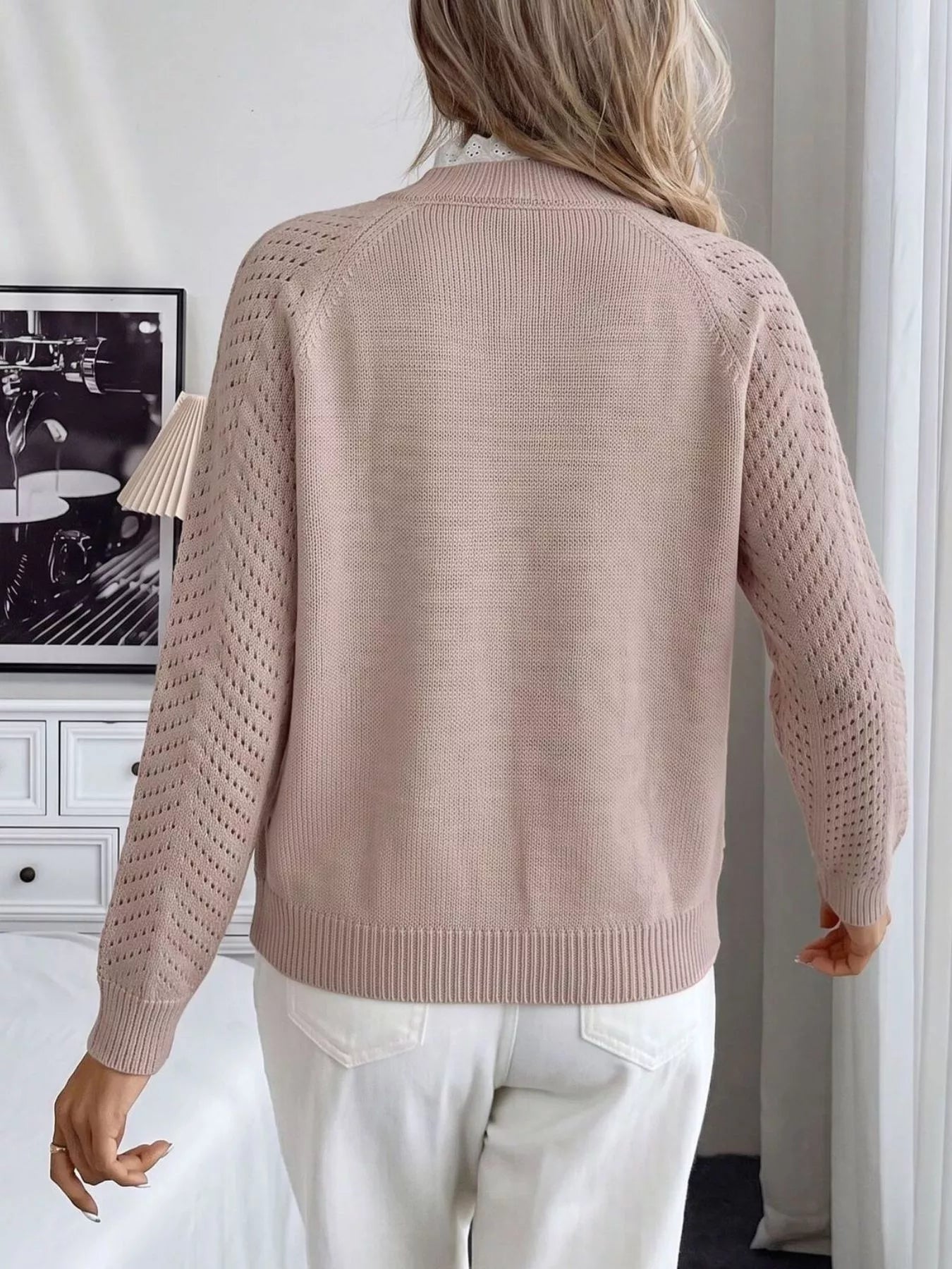 Trendsi Openwork Mock Neck Sweater -