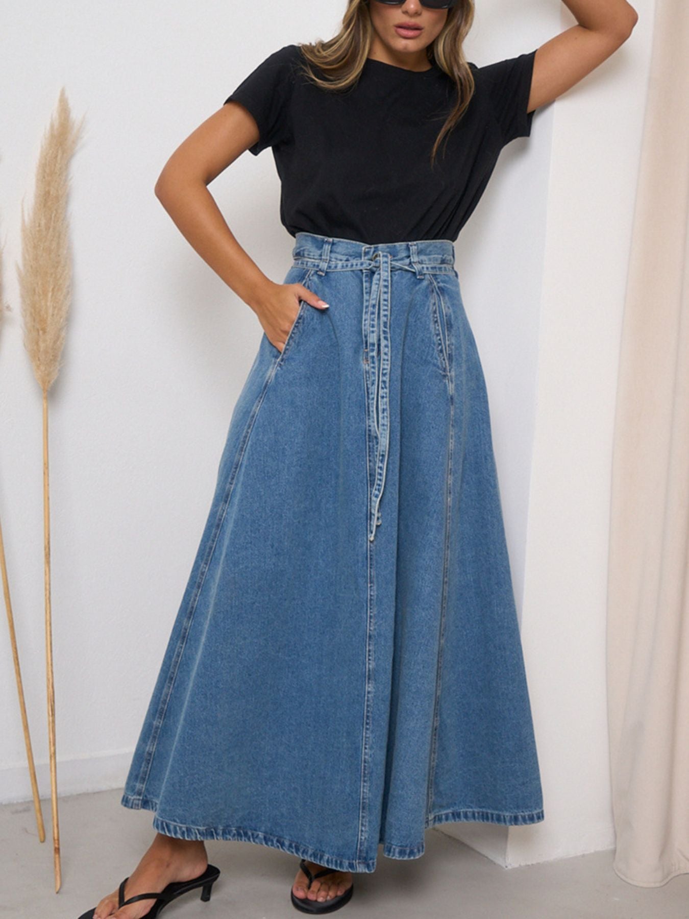 Trendsi High-Waisted Denim Skirt -