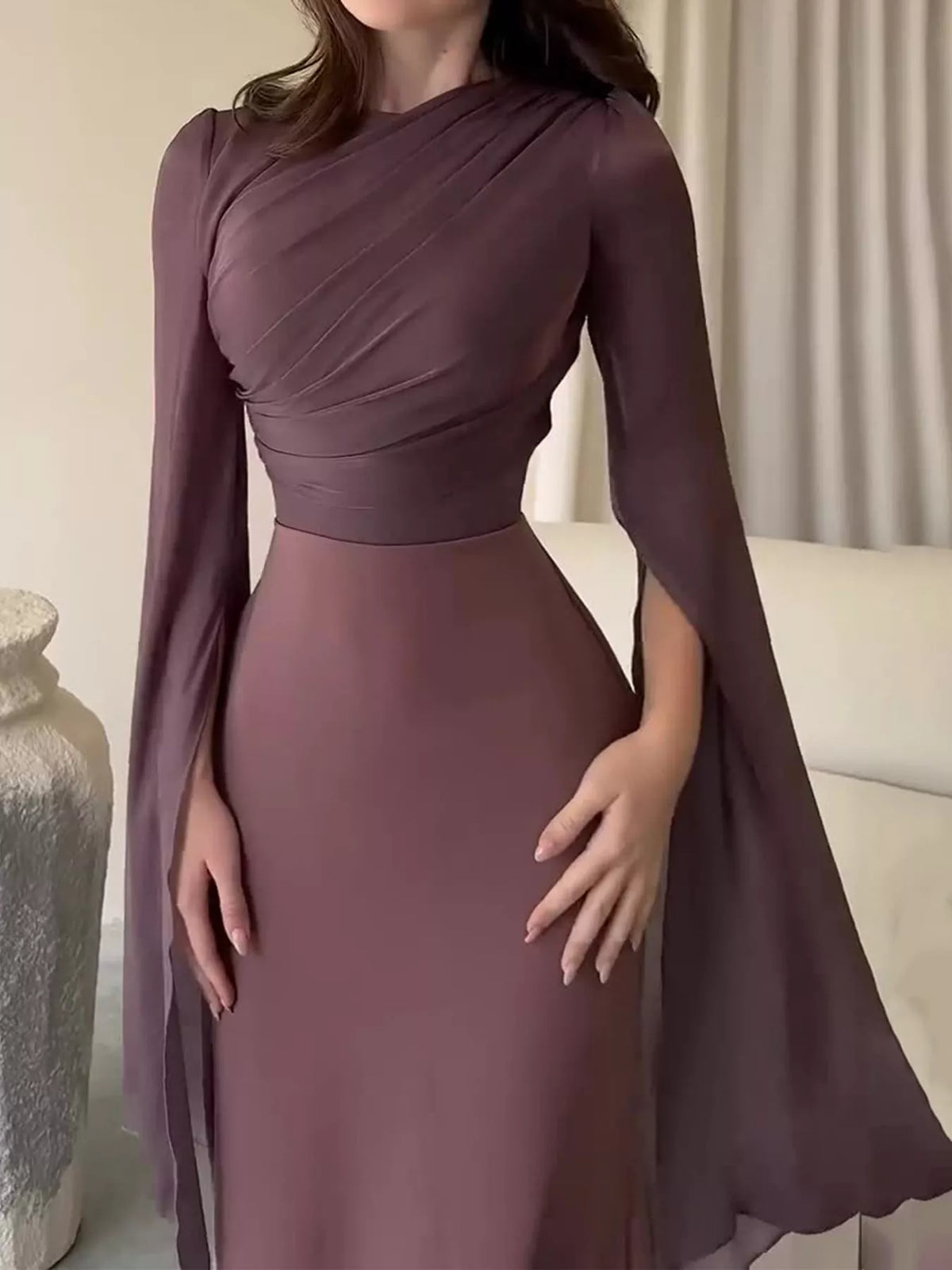 Round Neck Maxi Dress — front view
