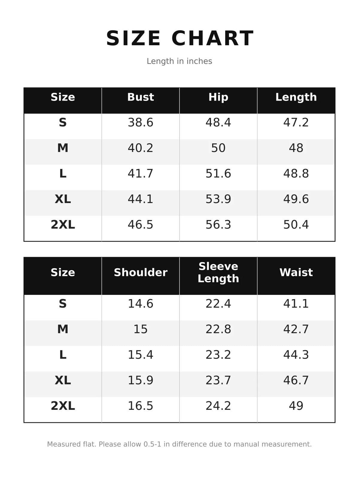 Round neck long sleeve midi dress, size and measurement chart