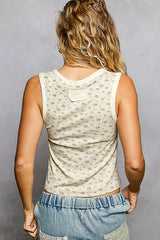 Trendsi POL Floral Round Neck Cropped Ribbed Tank -