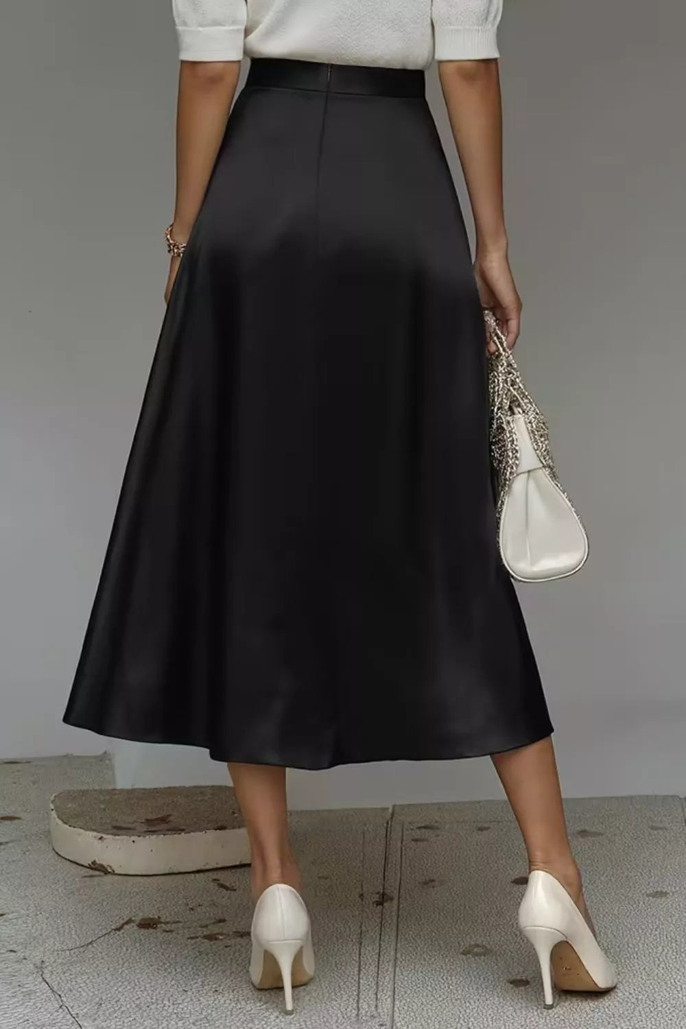 Trendsi Satin A-Line Midi Skirt -