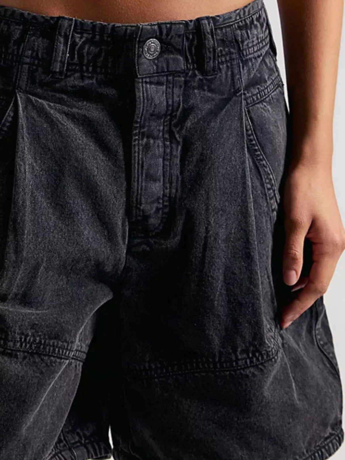 High-waisted denim shorts