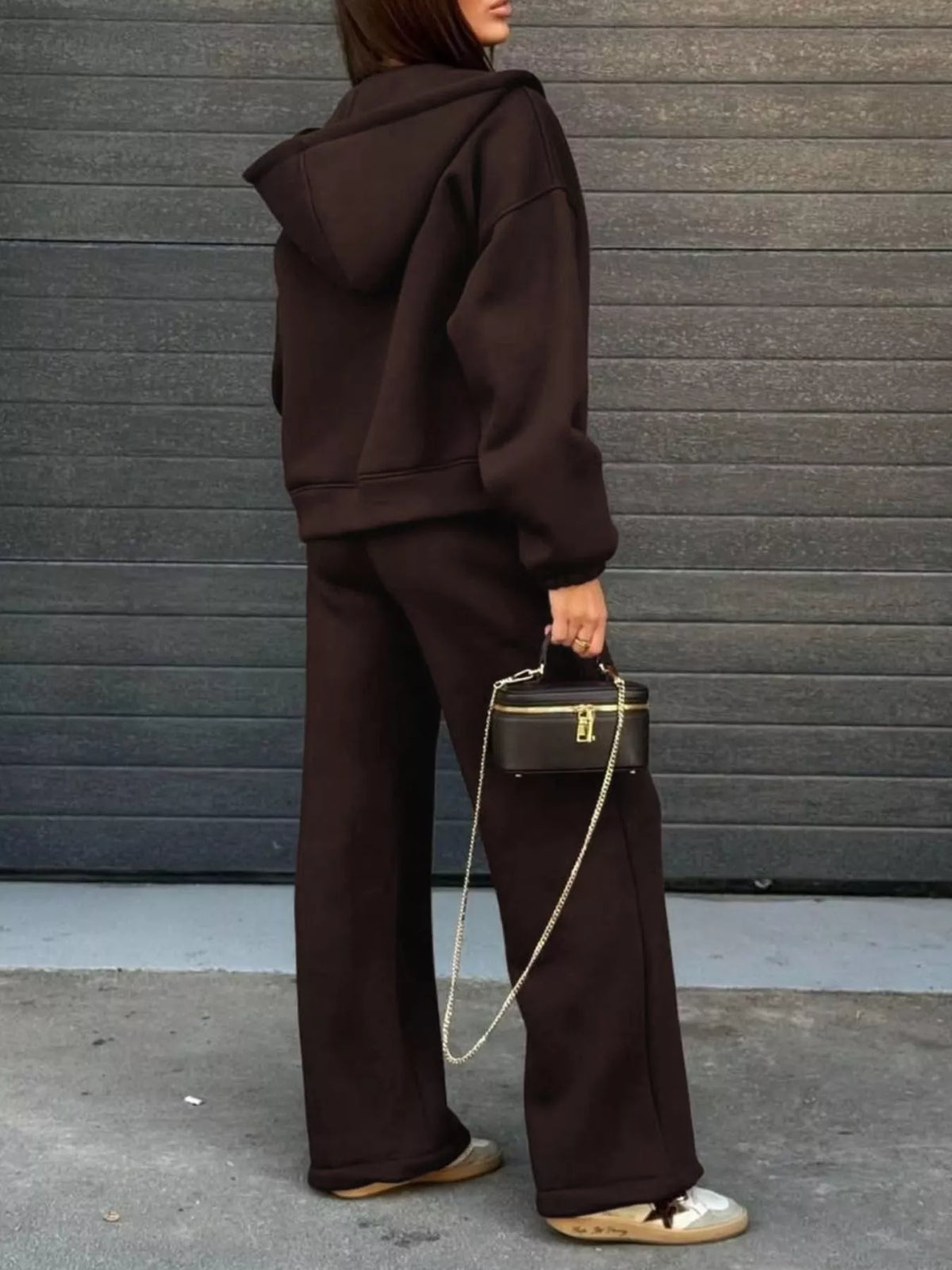 Trendsi Zip-Up Hoodie and Wide-Leg Sweatpants Set -