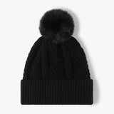 Trendsi Cable Knit Solid Color Hat with Pompom -