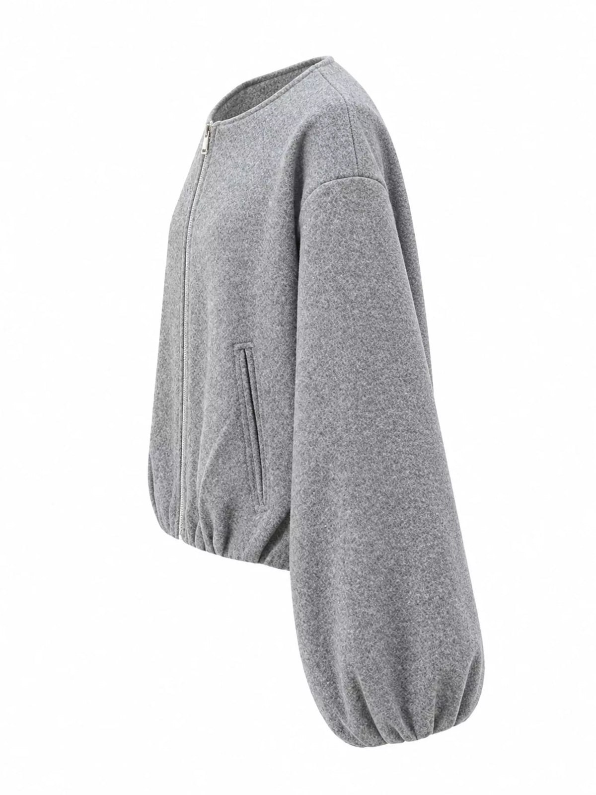 Gray fleece zip-up cropped jacket