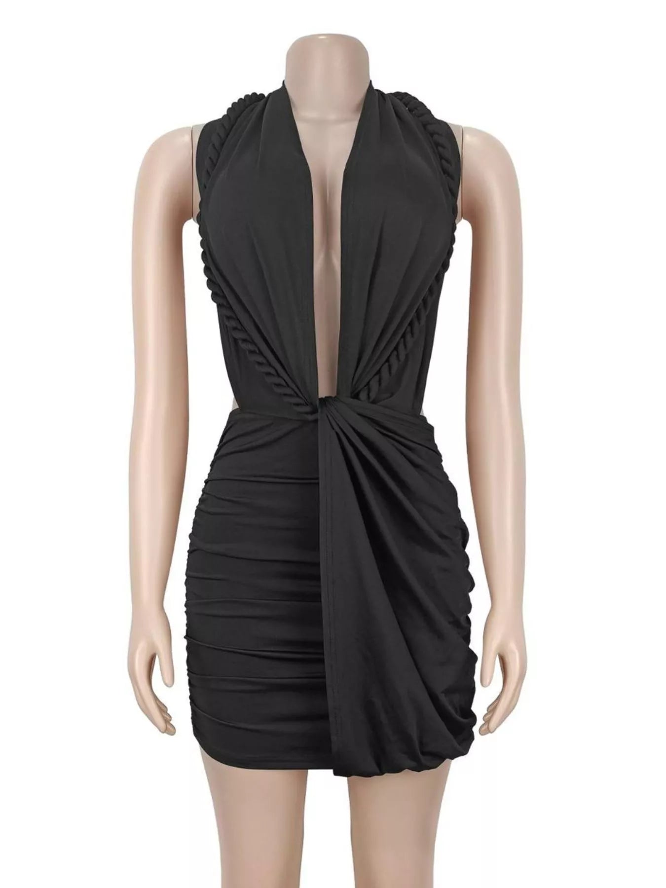 Trendsi Ruched Halter Neck Bodycon Mini Dress -