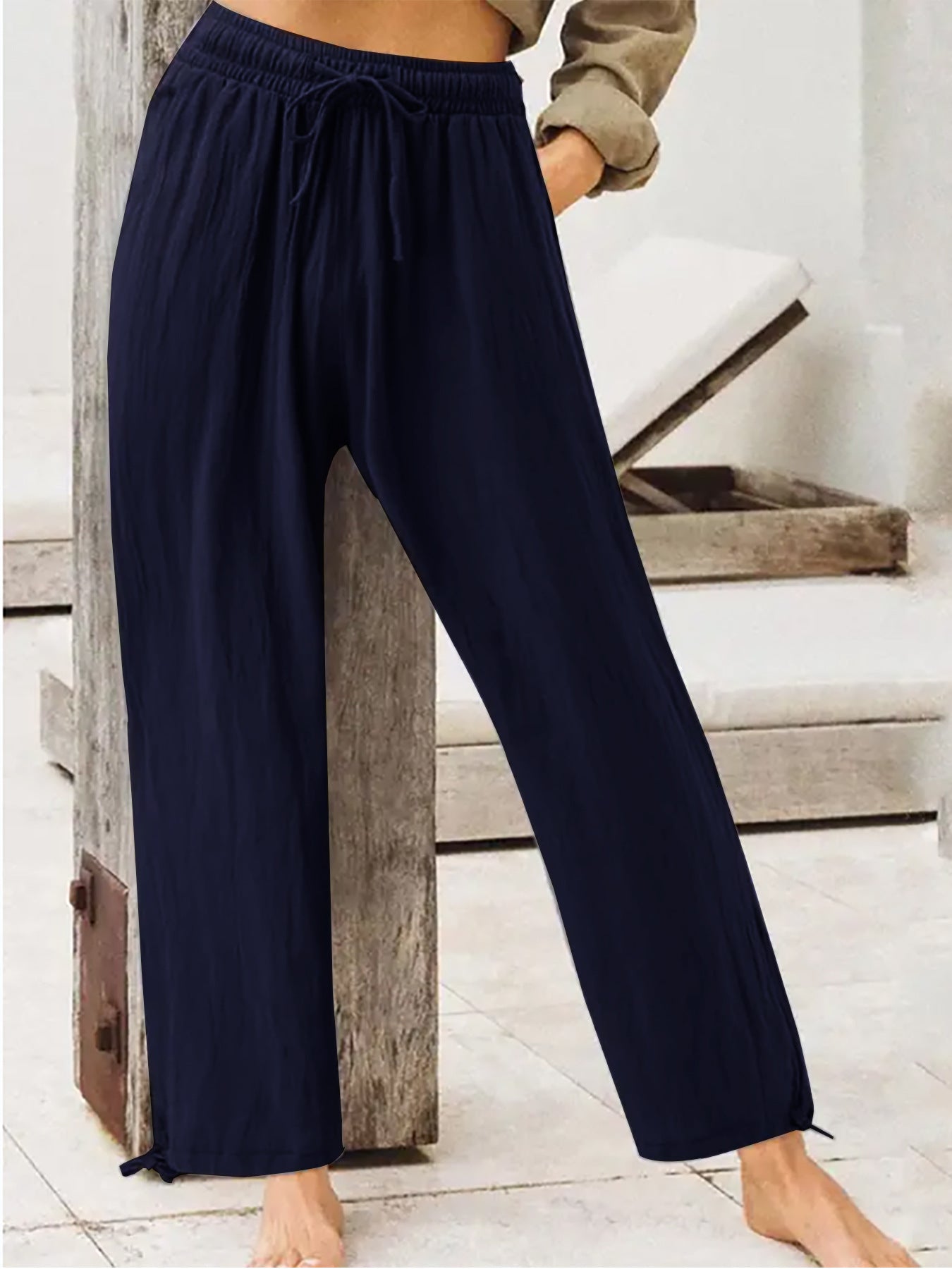 Trendsi Full Size Casual Drawstring Wide-Leg Pants Plus Size - Pants