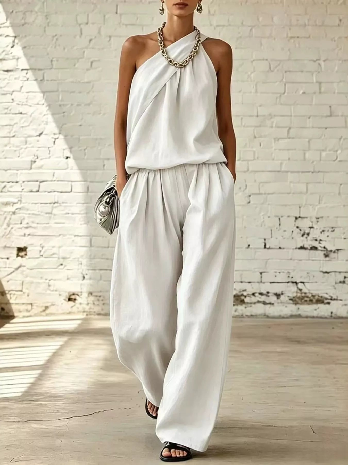 Trendsi Full Size Sleeveless Top and Wide-Leg Pants Set Plus Size -