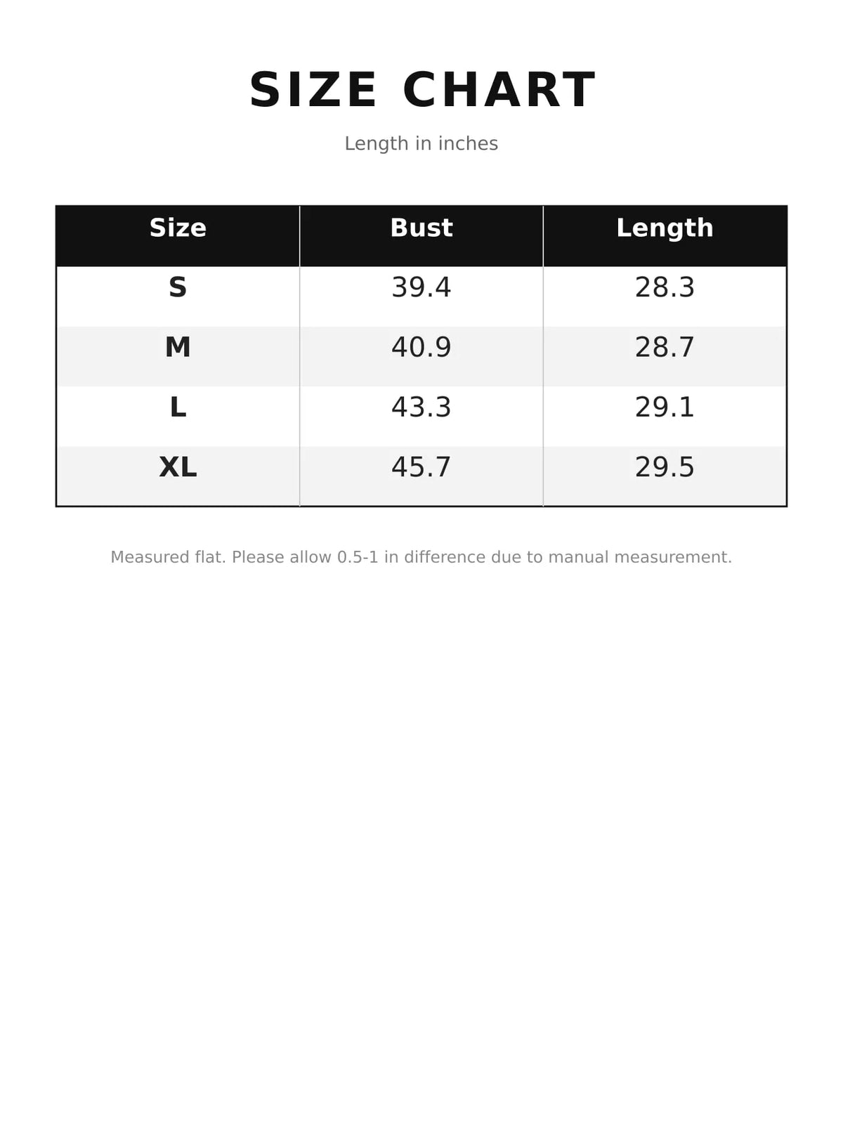 Size chart for hooded sherpa vest coat