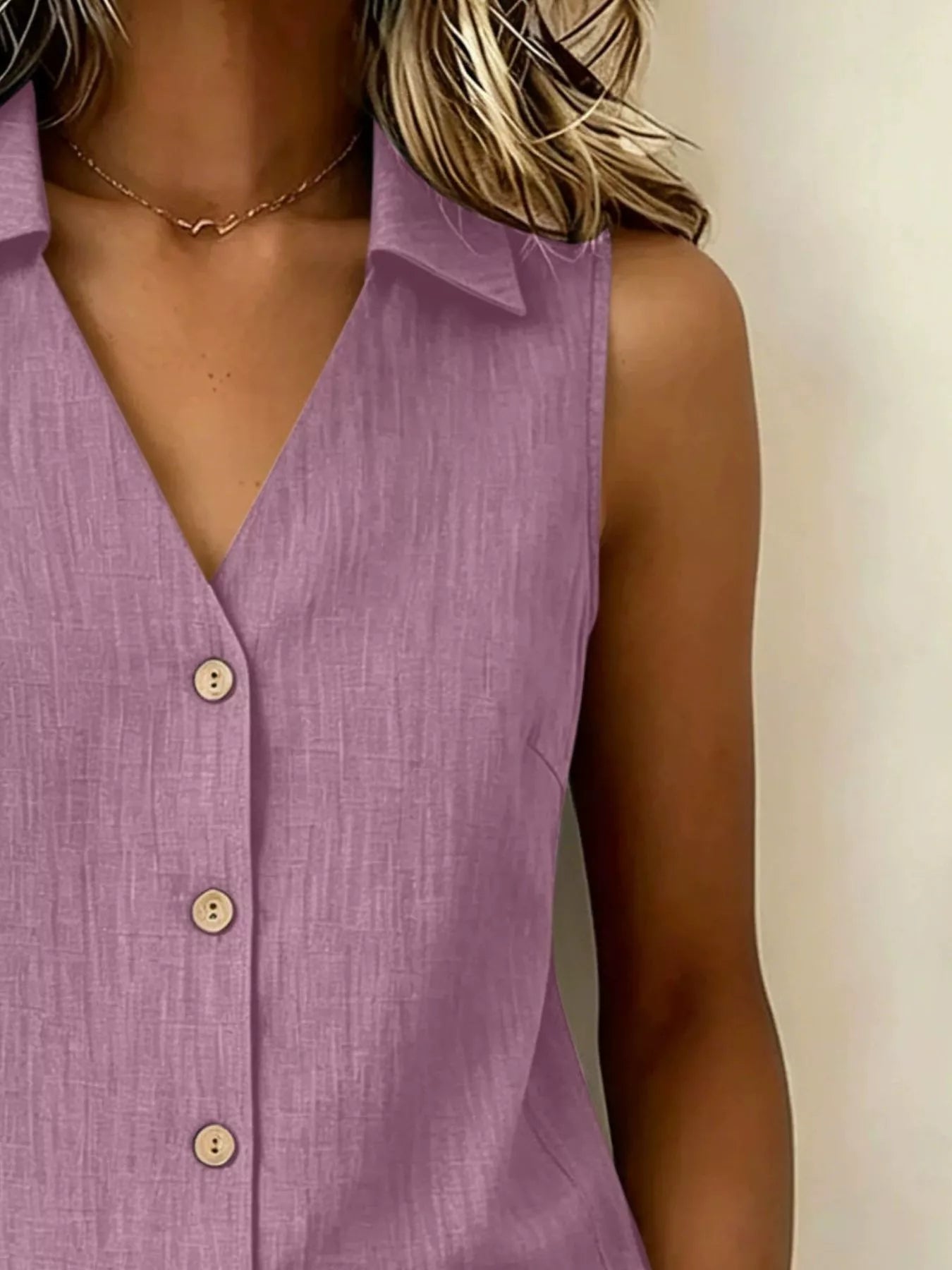 Trendsi Full Size Button-Up Collared Neck Sleeveless Top Plus Size -