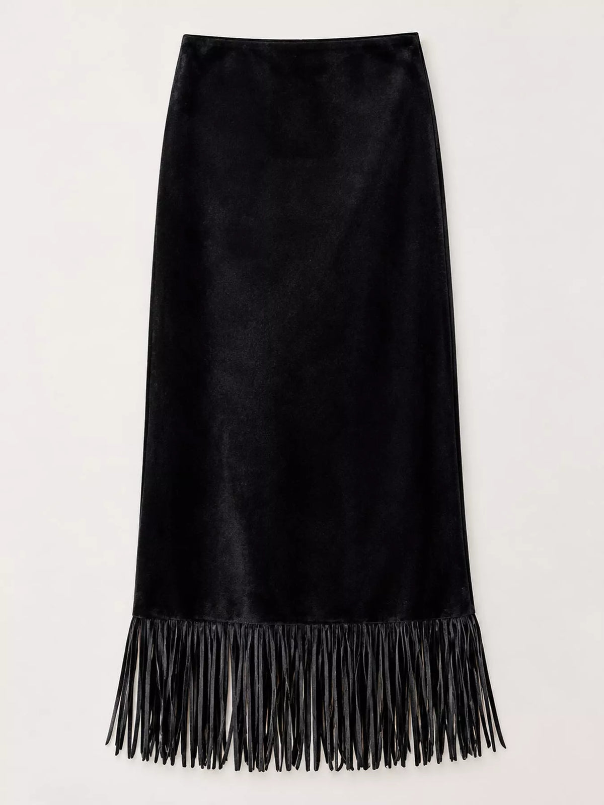 Black fringe midi skirt