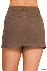 Trendsi Zenana Cotton Twill Lined Mini Skirts -