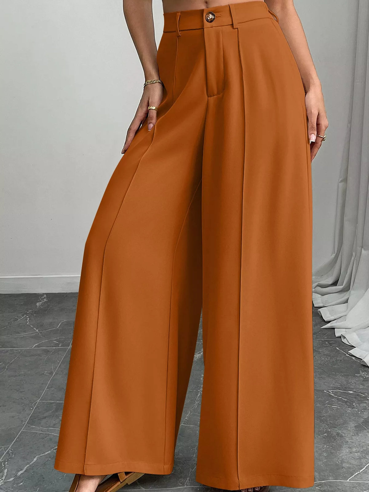 Wide-leg trousers, rust front