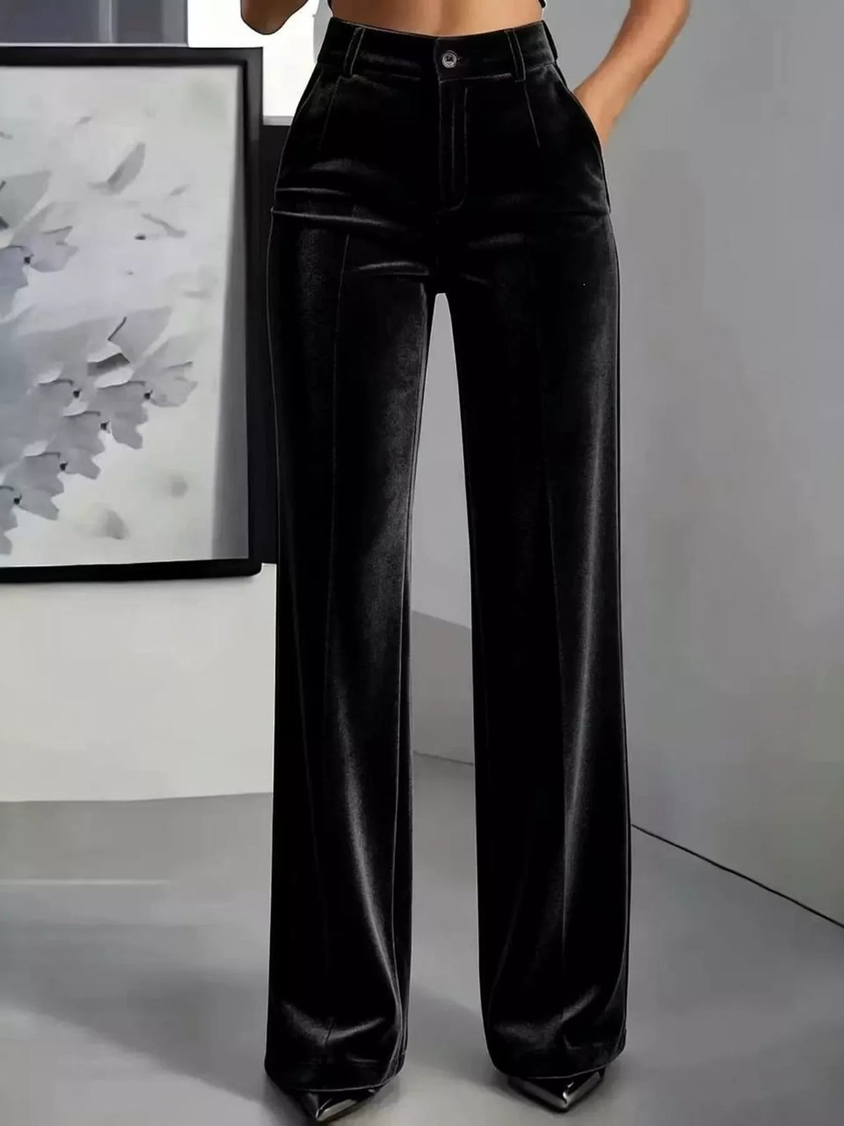 Black velvet pants