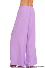 Trendsi Zenana Woven Airflow Twisted Top & Wide Leg Pants Set -