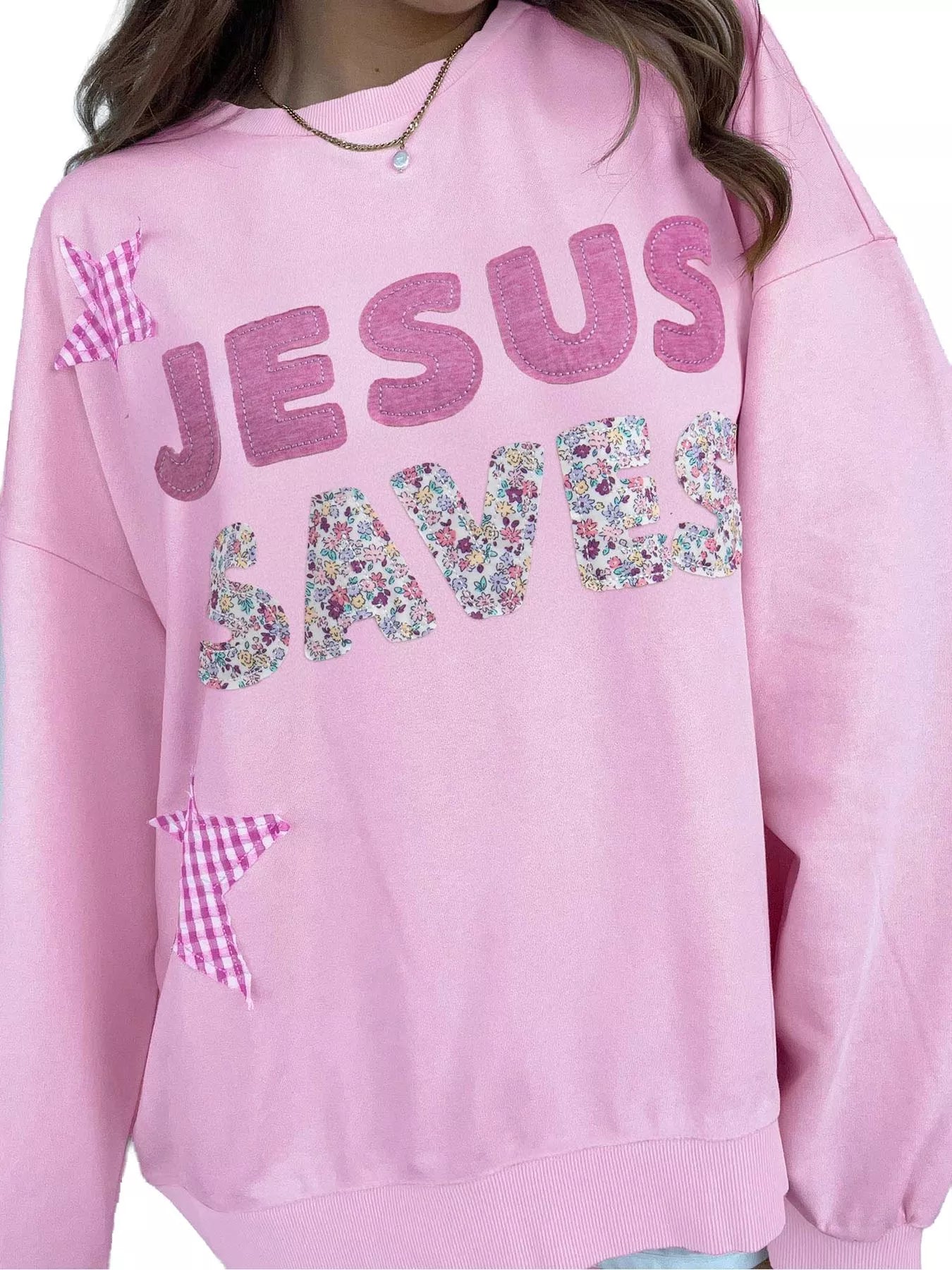 Trendsi JESUS SAVES Dropped Shoulder Sweatshirt -