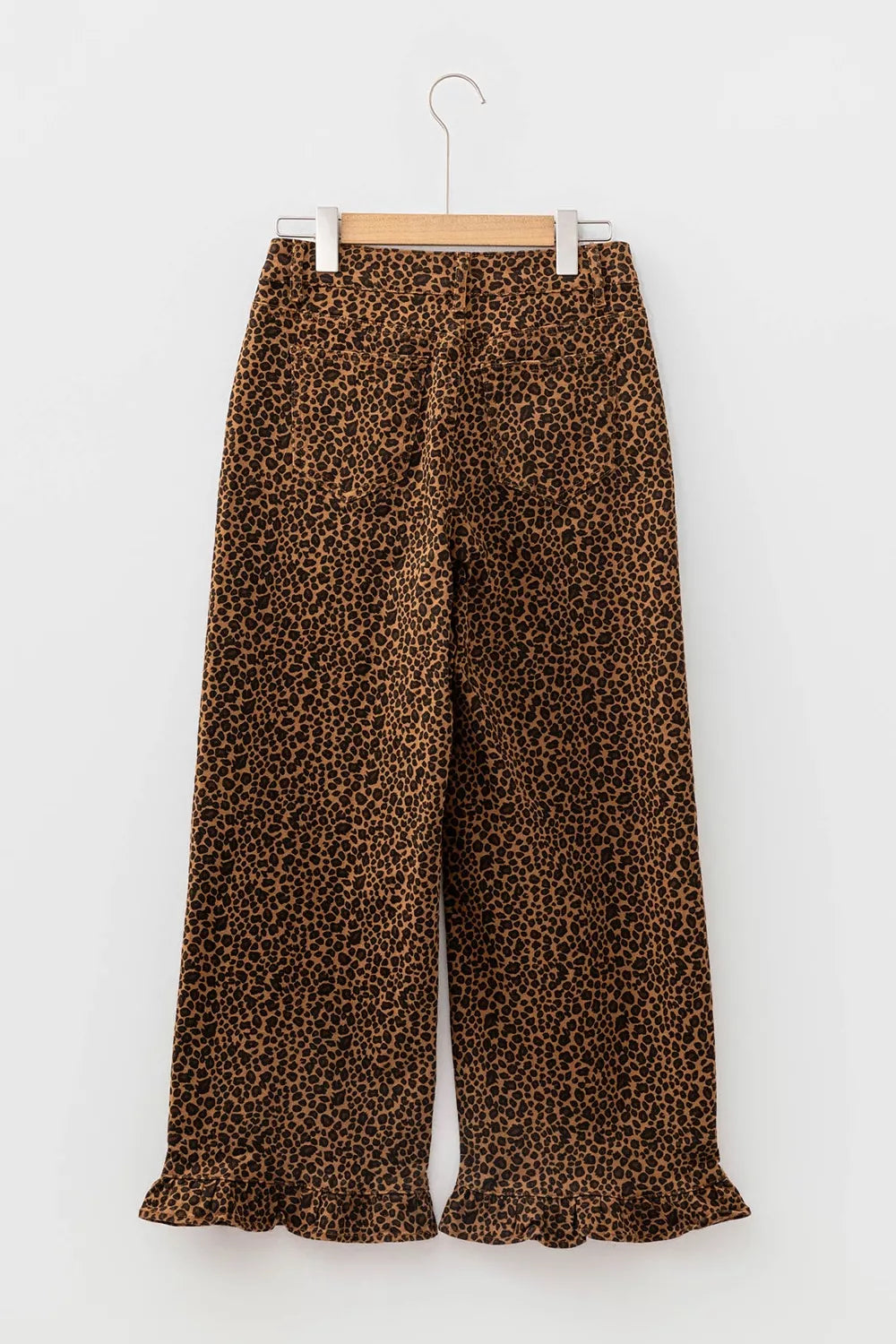 Leopard-print ruffle-hem jeans