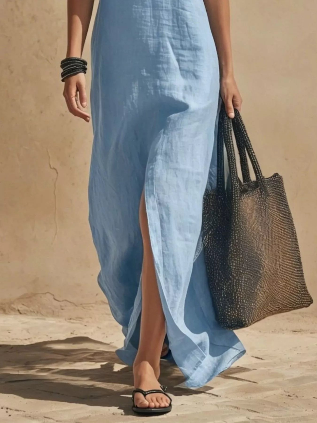 Trendsi Slit Front Spaghetti Strap Maxi Dress -