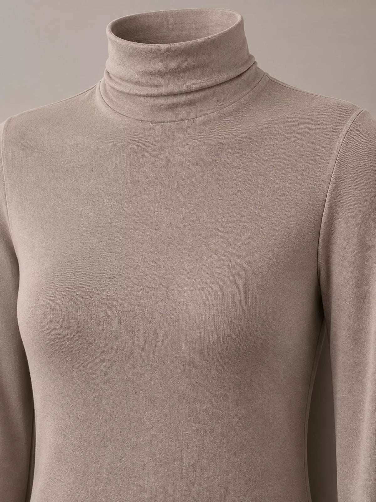 Slim-Fit Mock Neck Long Sleeve T-Shirt — garment construction details