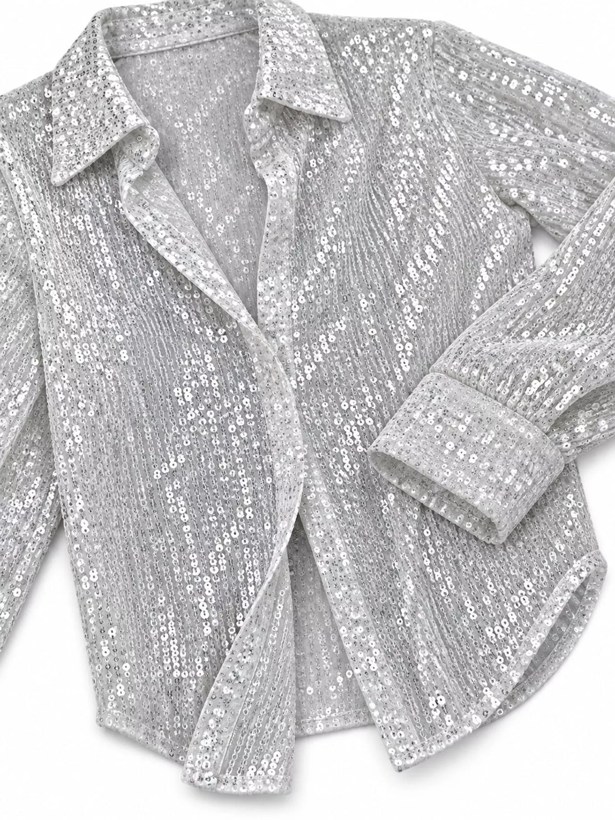 Sequin shirt, silver cuff detail