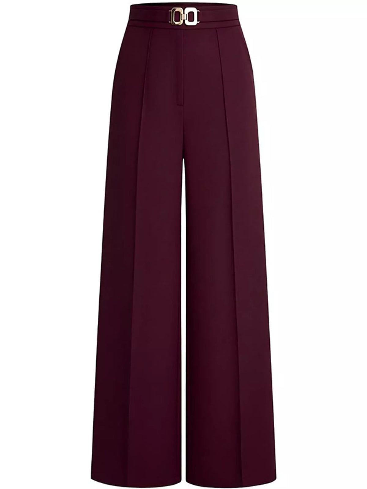 Wide-leg pants, burgundy front