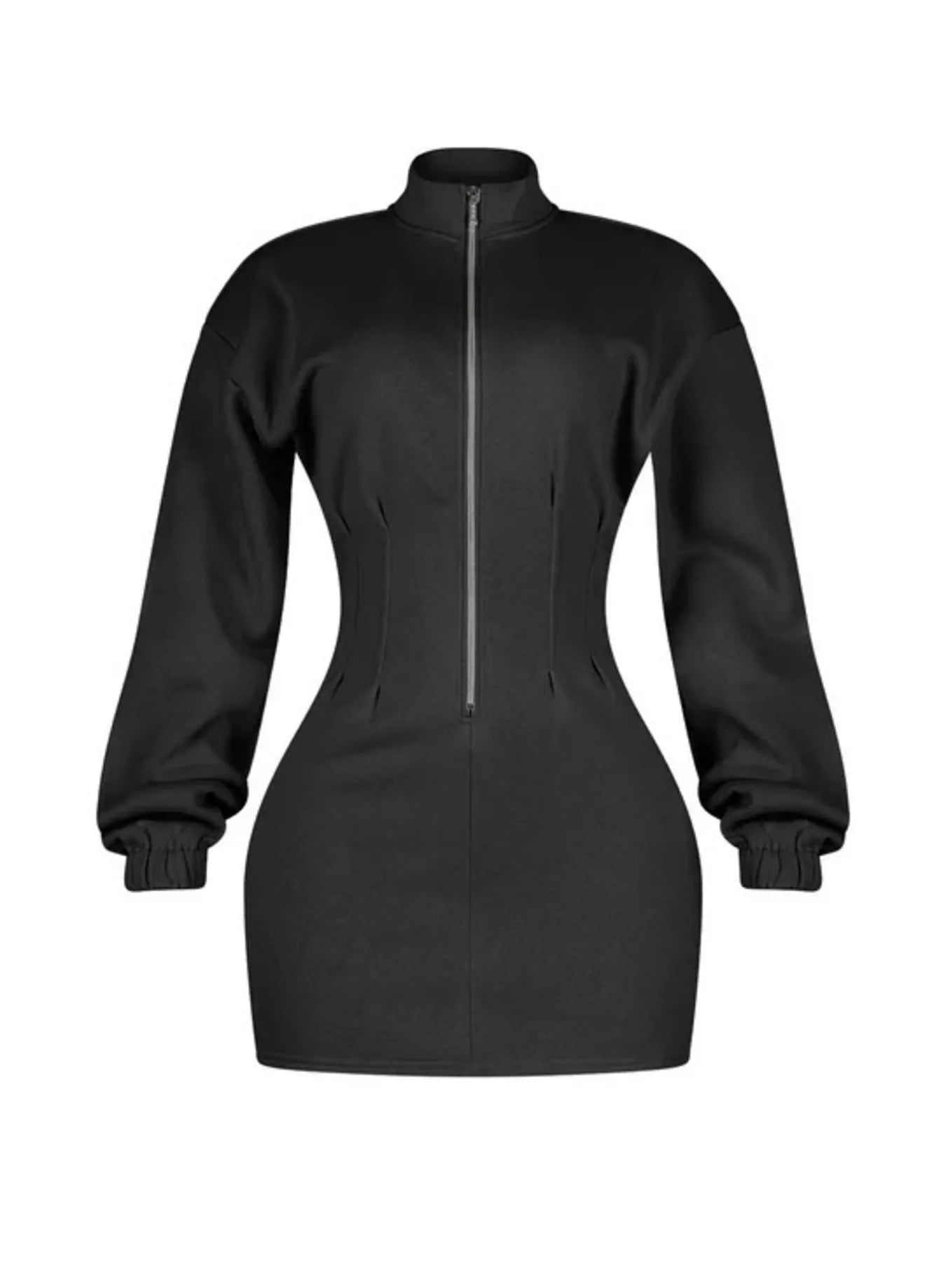 Trendsi Casual Zip-Up Long Sleeve Mini Dress -